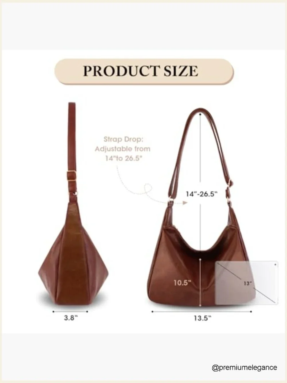 Soft PU Leather Slouchy Hobo Bag Crossbody Shoulder Purse